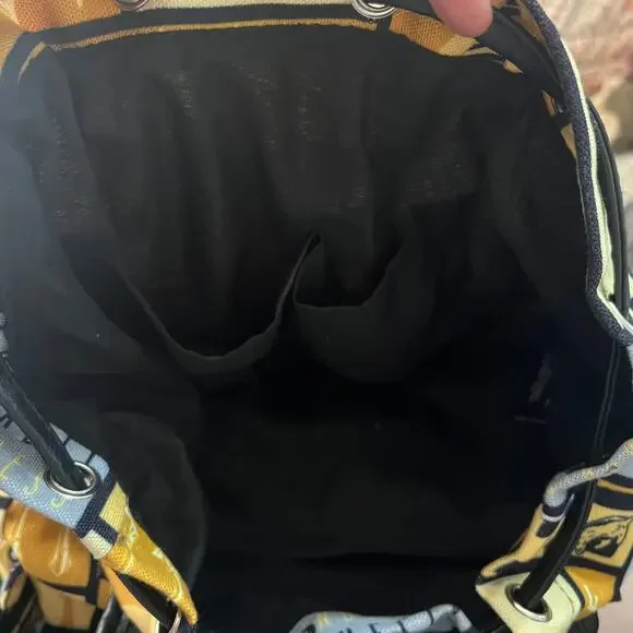 Harry Potter Hufflepuff House Block Pattern Knapsack Backpack Adjustable Straps - Picture 7 of 10